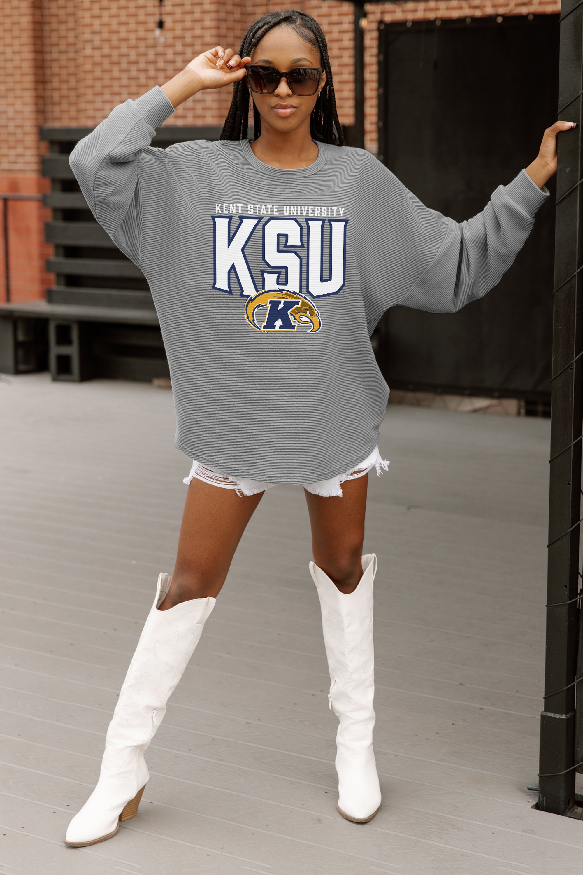KENT STATE GOLDEN FLASHES PURE MOTION VINTAGE WASH CORDED PULLOVER