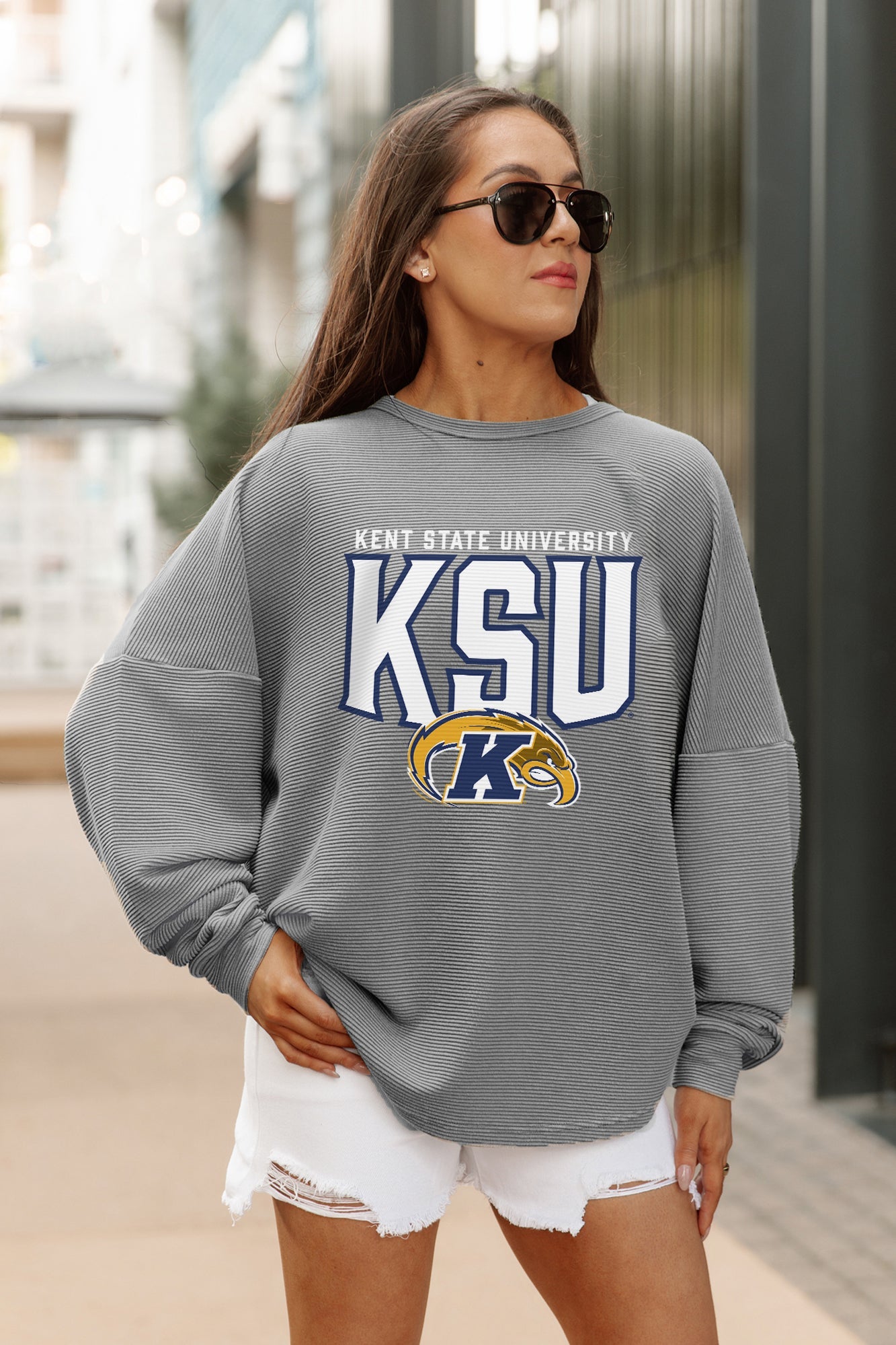 KENT STATE GOLDEN FLASHES PURE MOTION VINTAGE WASH CORDED PULLOVER