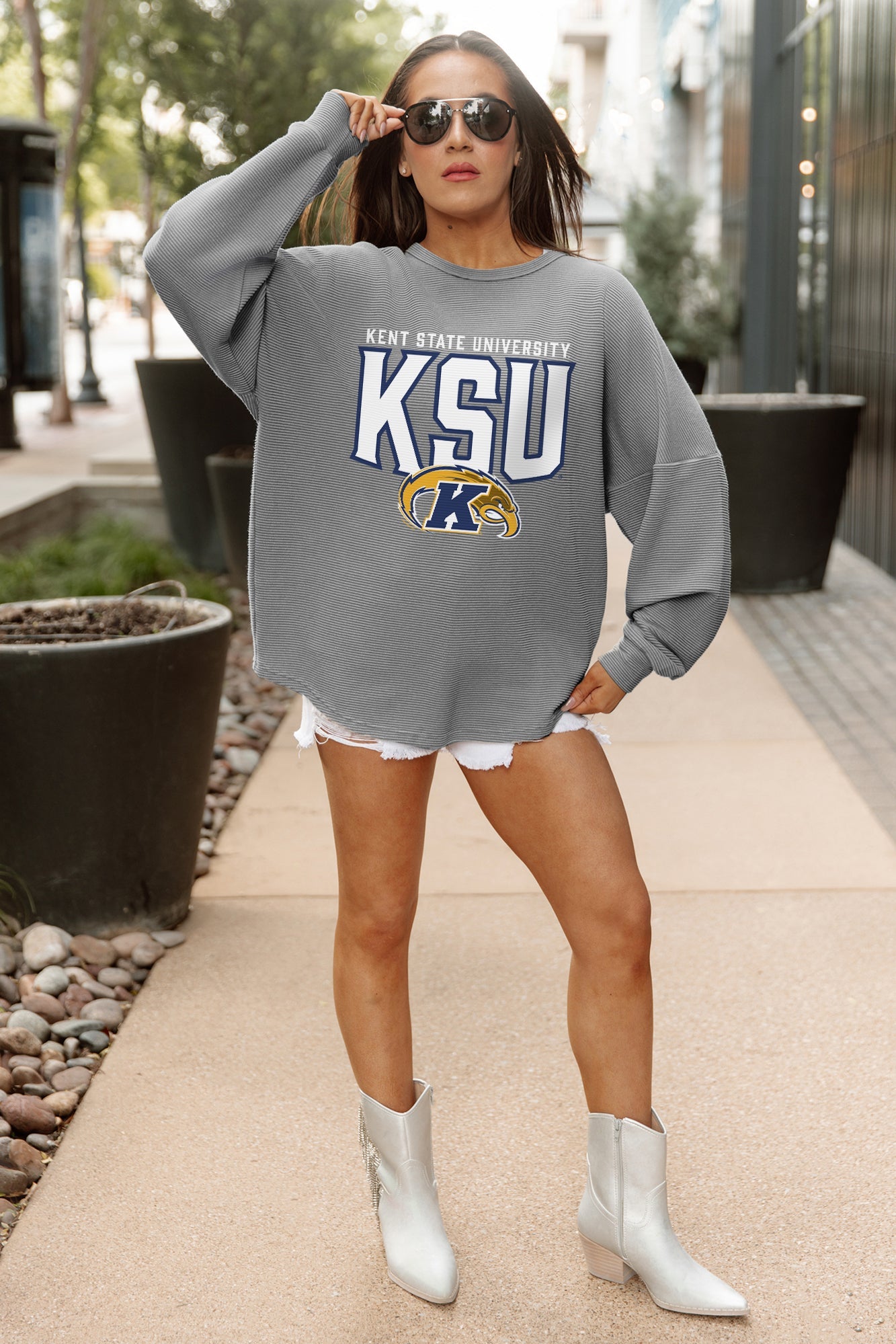 KENT STATE GOLDEN FLASHES PURE MOTION VINTAGE WASH CORDED PULLOVER