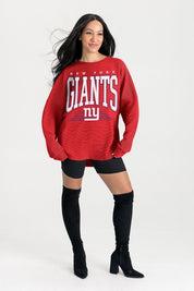 NEW YORK GIANTS VICTORY GLOW VINTAGE WASH CORDED PULLOVER BY RANDI MAHOMES