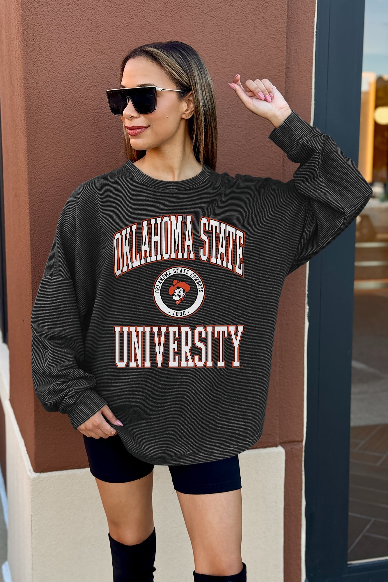 OKLAHOMA STATE COWBOYS RELENTLESS VINTAGE WASH CORDED PULLOVER