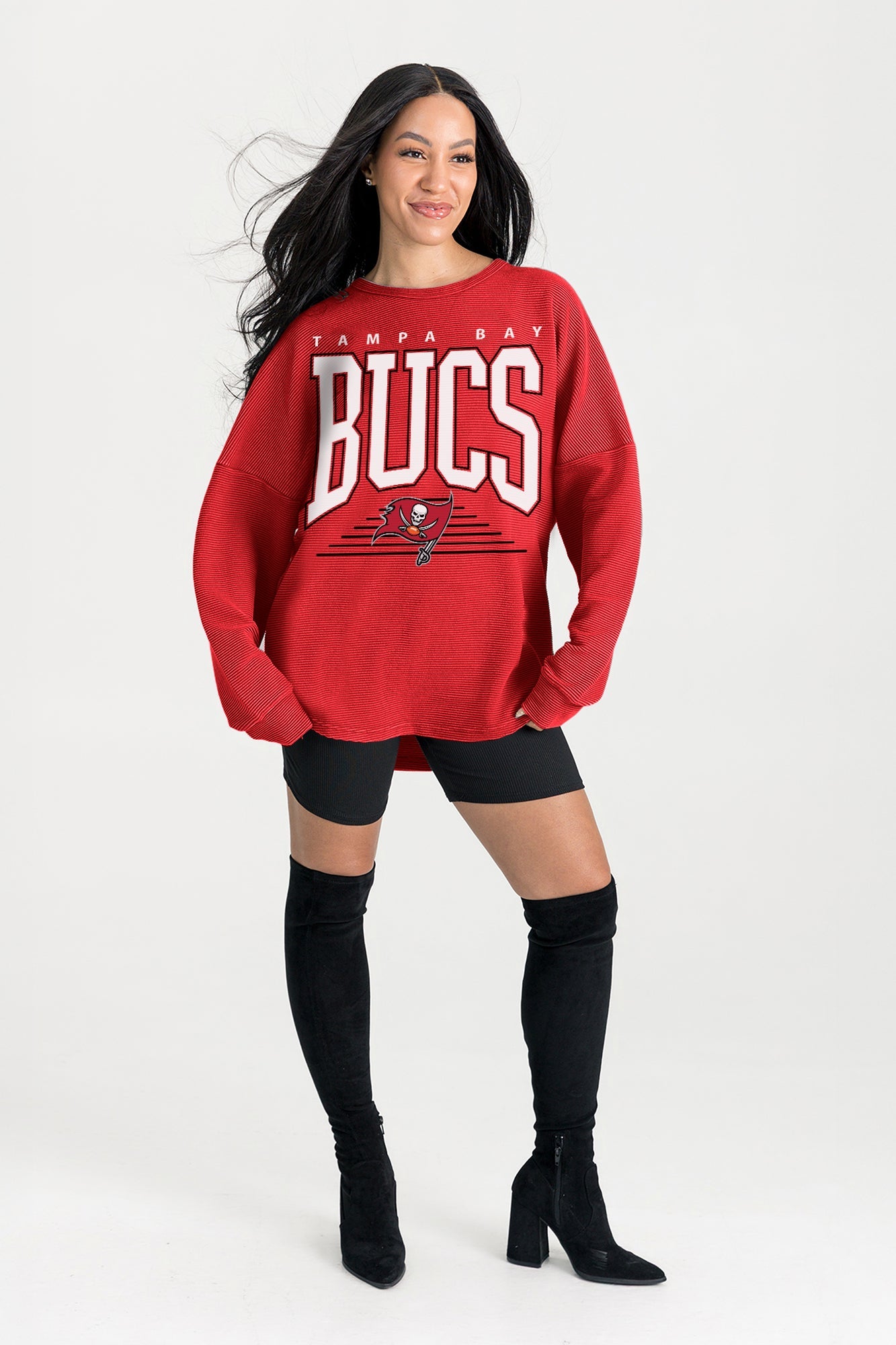 TAMPA BAY BUCCANEERS VICTORY GLOW VINTAGE WASH CORDED PULLOVER BY RANDI MAHOMES