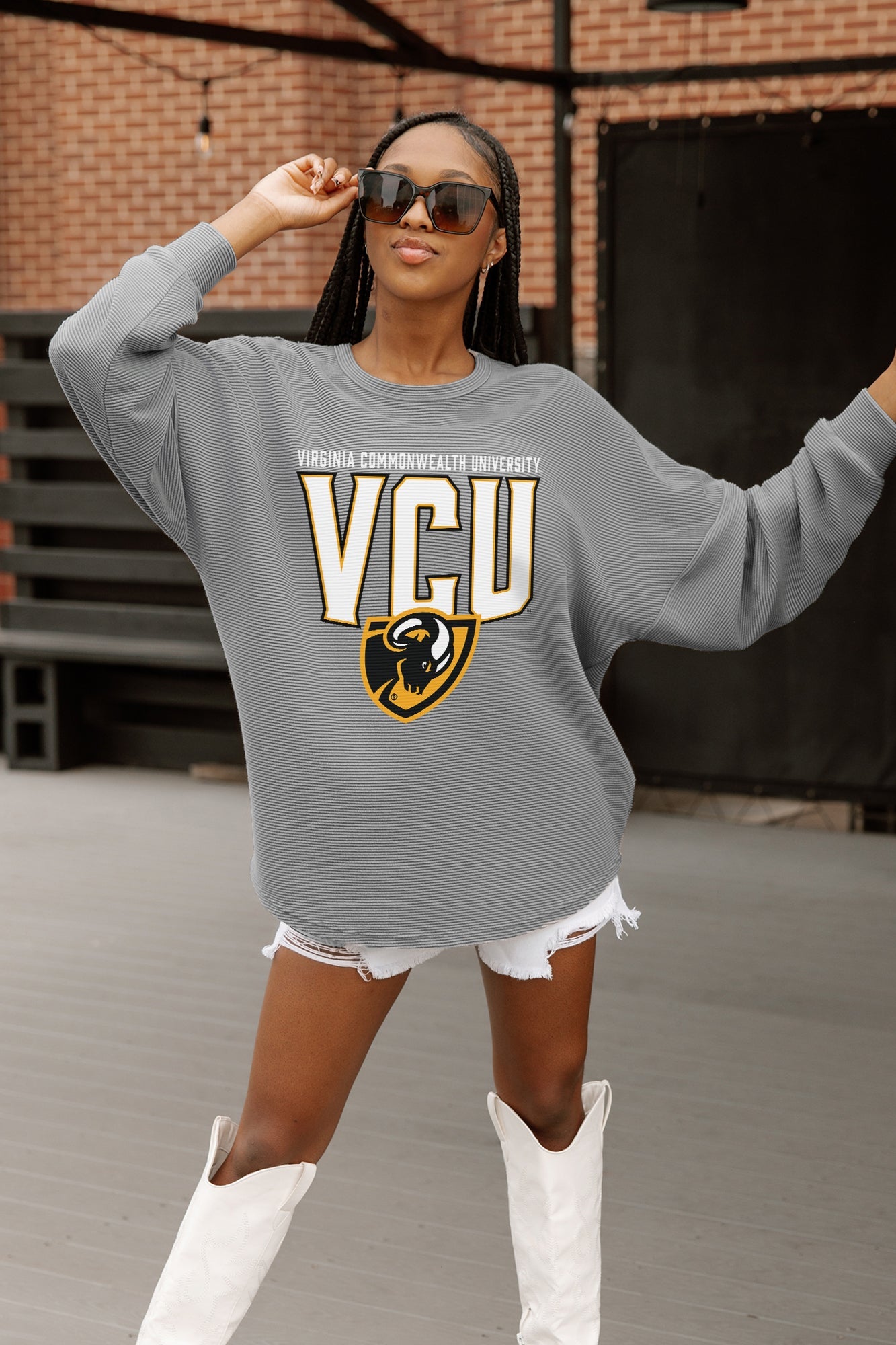 VIRGINIA COMMONWEALTH RAMS PURE MOTION VINTAGE WASH CORDED PULLOVER