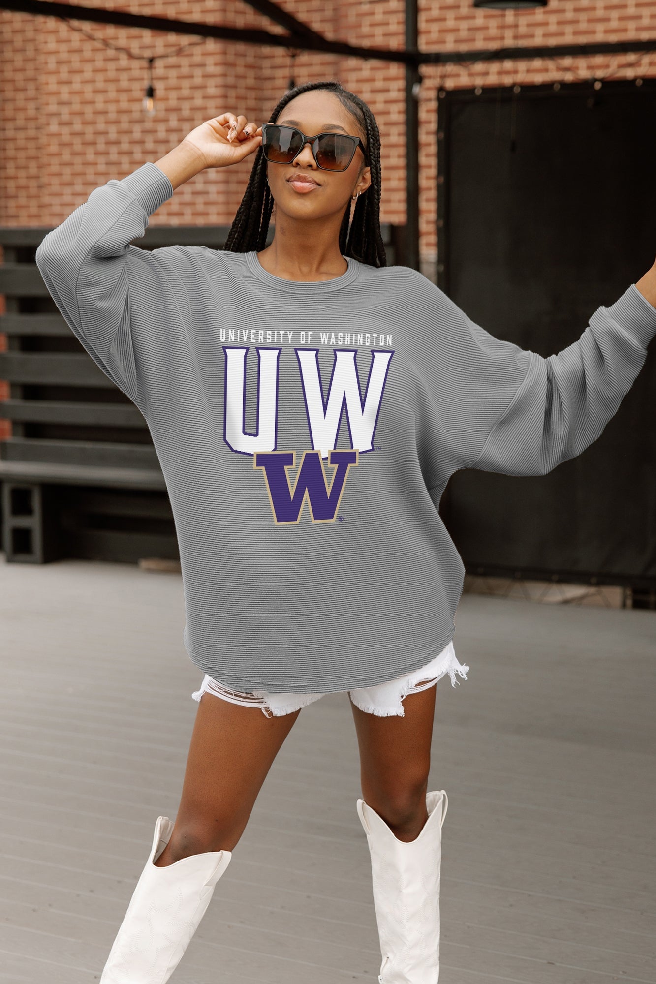 WASHINGTON HUSKIES PURE MOTION VINTAGE WASH CORDED PULLOVER
