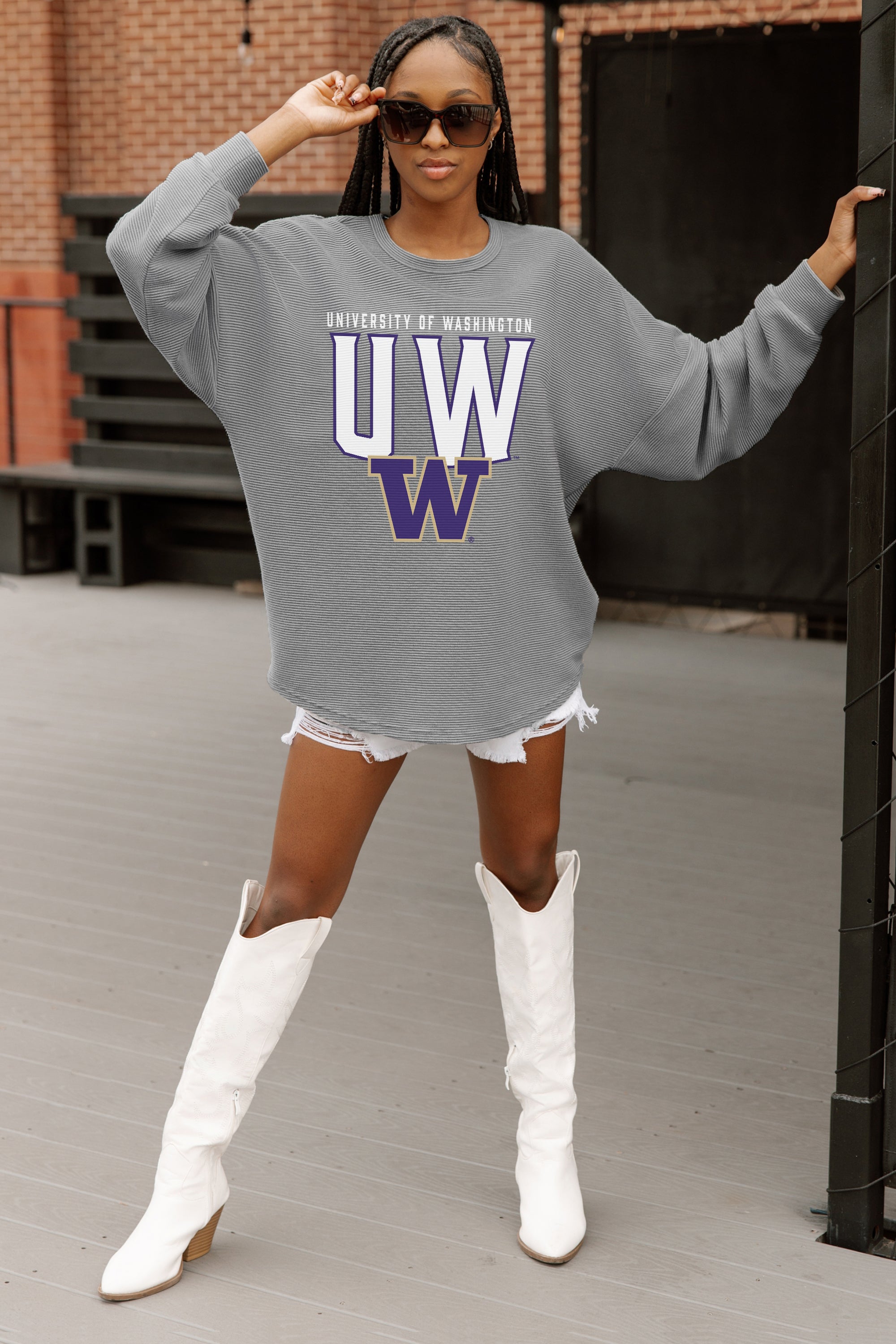 WASHINGTON HUSKIES PURE MOTION VINTAGE WASH CORDED PULLOVER