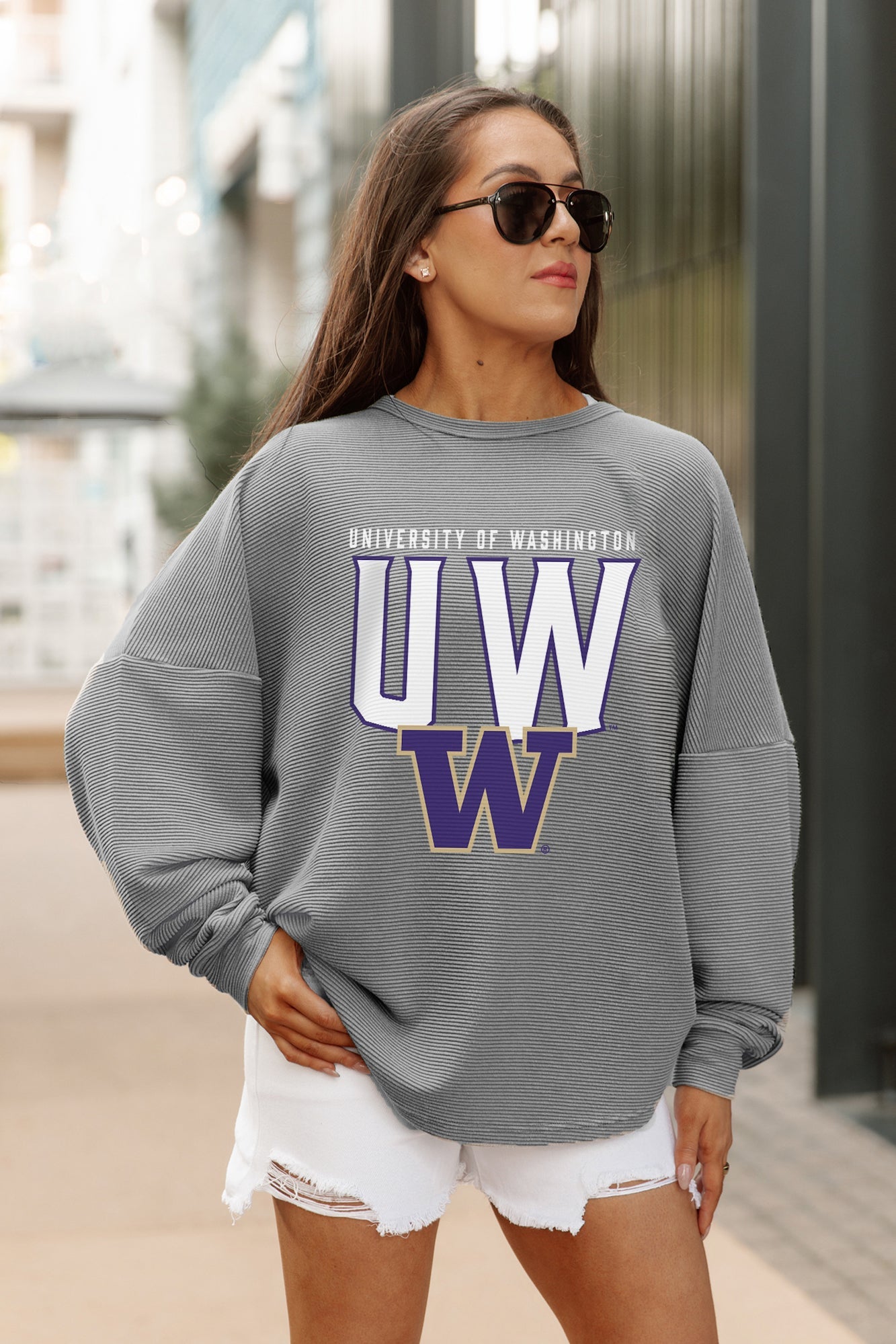 WASHINGTON HUSKIES PURE MOTION VINTAGE WASH CORDED PULLOVER