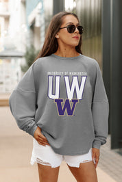 WASHINGTON HUSKIES PURE MOTION VINTAGE WASH CORDED PULLOVER
