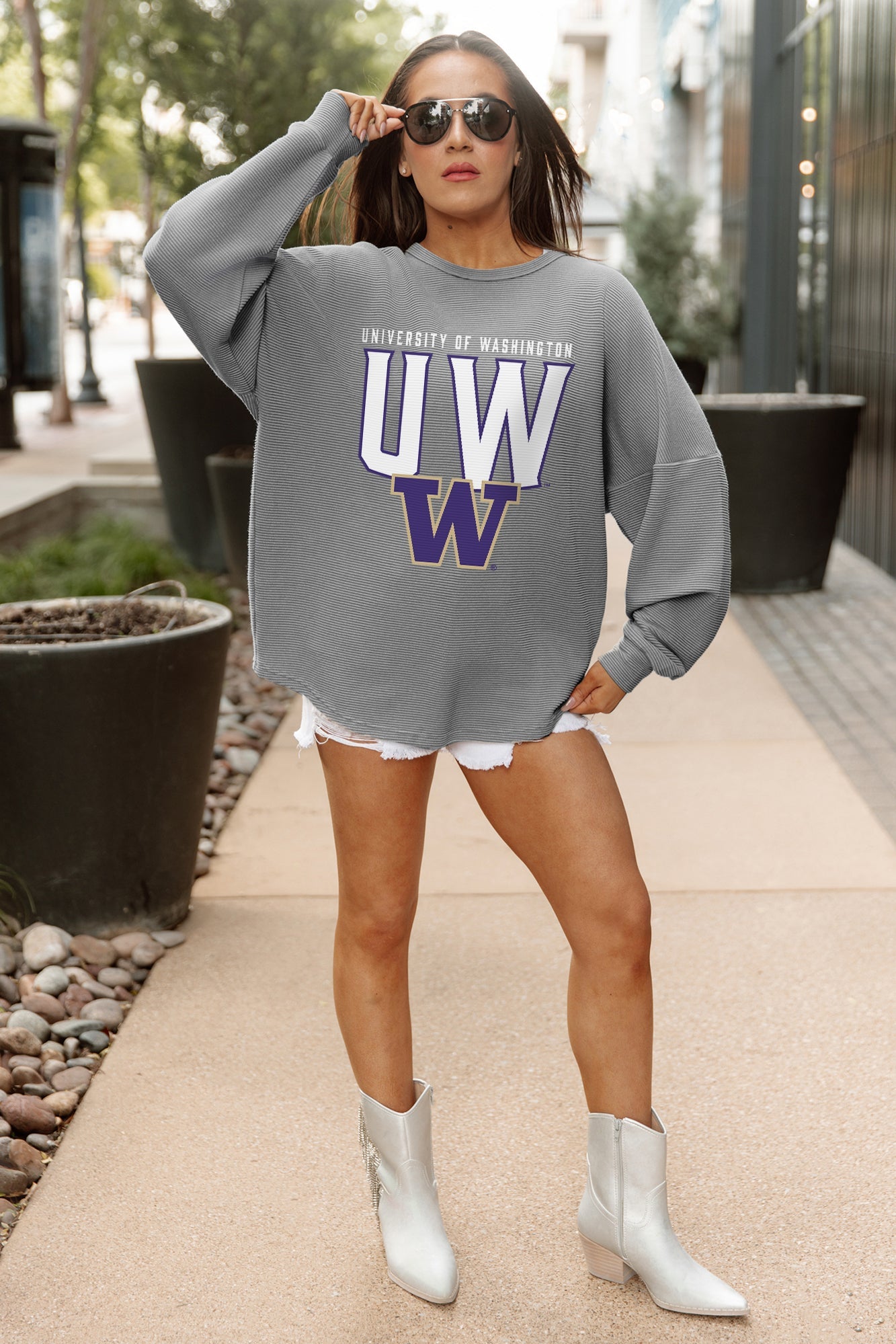 WASHINGTON HUSKIES PURE MOTION VINTAGE WASH CORDED PULLOVER