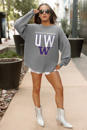 WASHINGTON HUSKIES PURE MOTION VINTAGE WASH CORDED PULLOVER