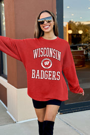 WISCONSIN BADGERS RELENTLESS VINTAGE WASH CORDED PULLOVER