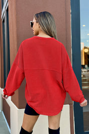 WISCONSIN BADGERS RELENTLESS VINTAGE WASH CORDED PULLOVER