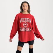 WISCONSIN BADGERS RELENTLESS VINTAGE WASH CORDED PULLOVER