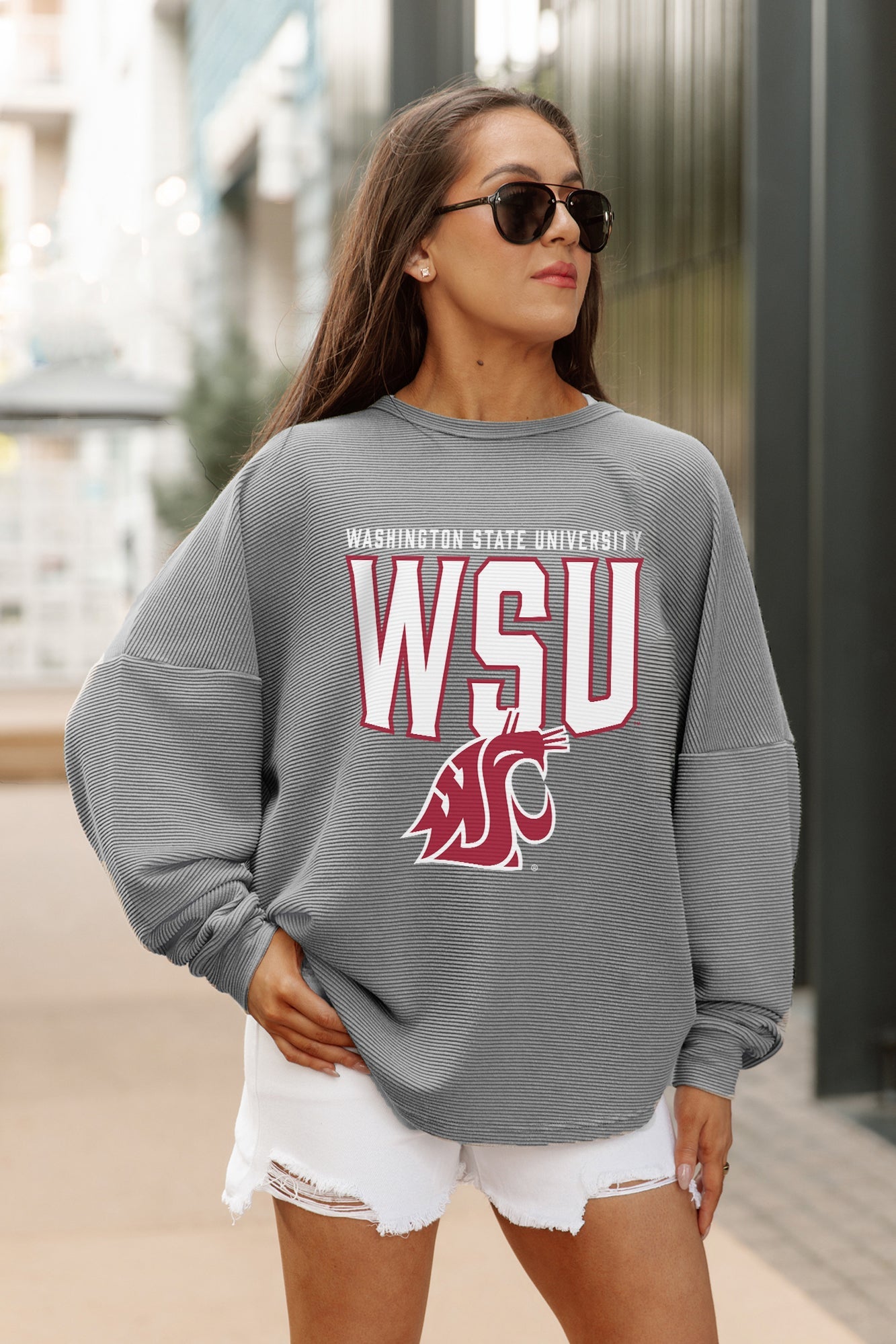 WASHINGTON STATE COUGARS PURE MOTION VINTAGE WASH CORDED PULLOVER