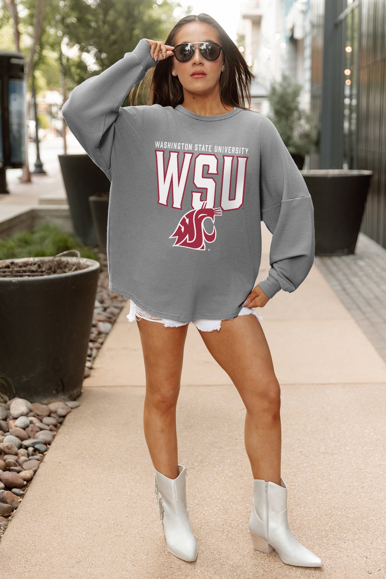 WASHINGTON STATE COUGARS PURE MOTION VINTAGE WASH CORDED PULLOVER