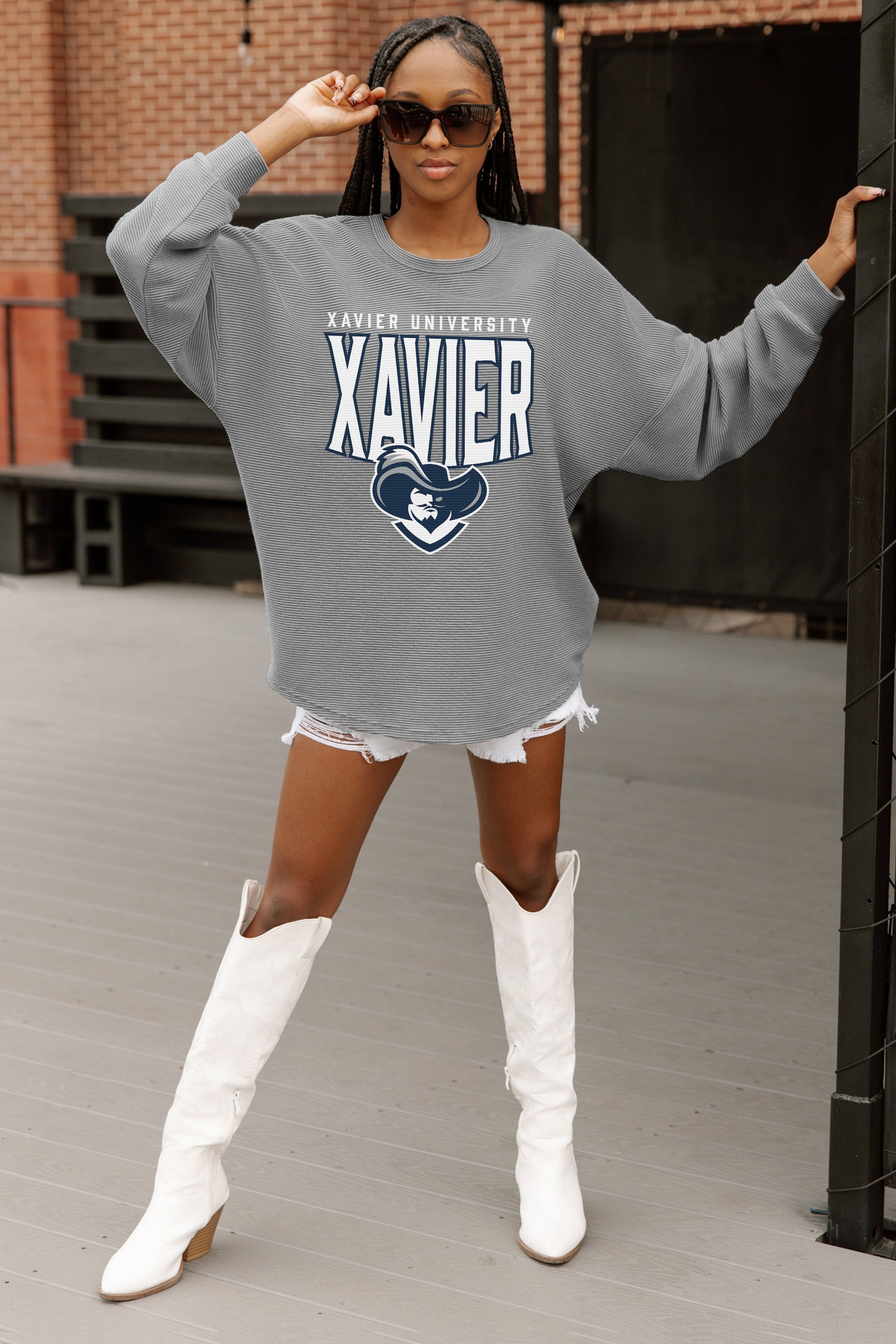 XAVIER MUSKETEERS PURE MOTION VINTAGE WASH CORDED PULLOVER