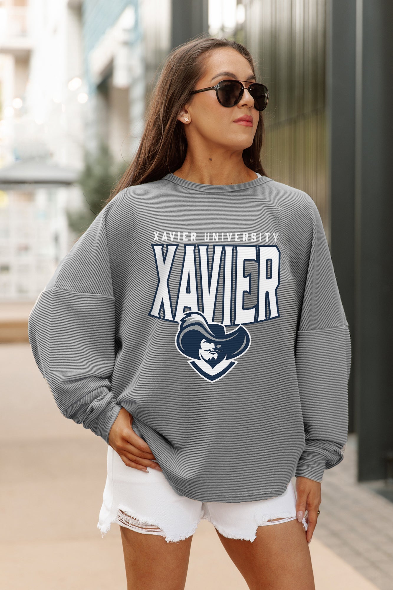 XAVIER MUSKETEERS PURE MOTION VINTAGE WASH CORDED PULLOVER