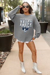 XAVIER MUSKETEERS PURE MOTION VINTAGE WASH CORDED PULLOVER