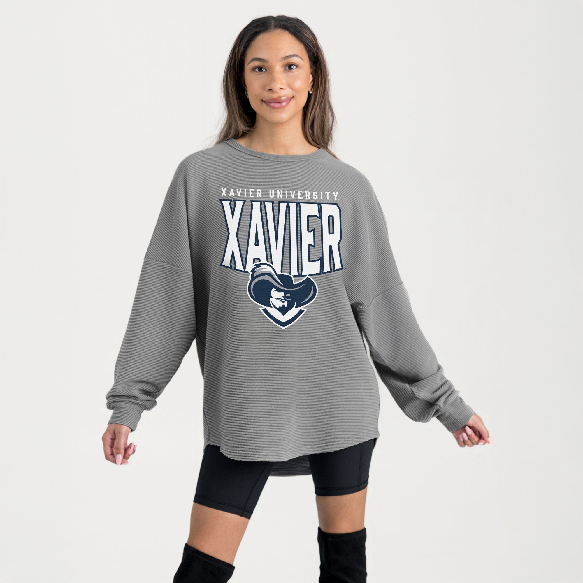 XAVIER MUSKETEERS PURE MOTION VINTAGE WASH CORDED PULLOVER