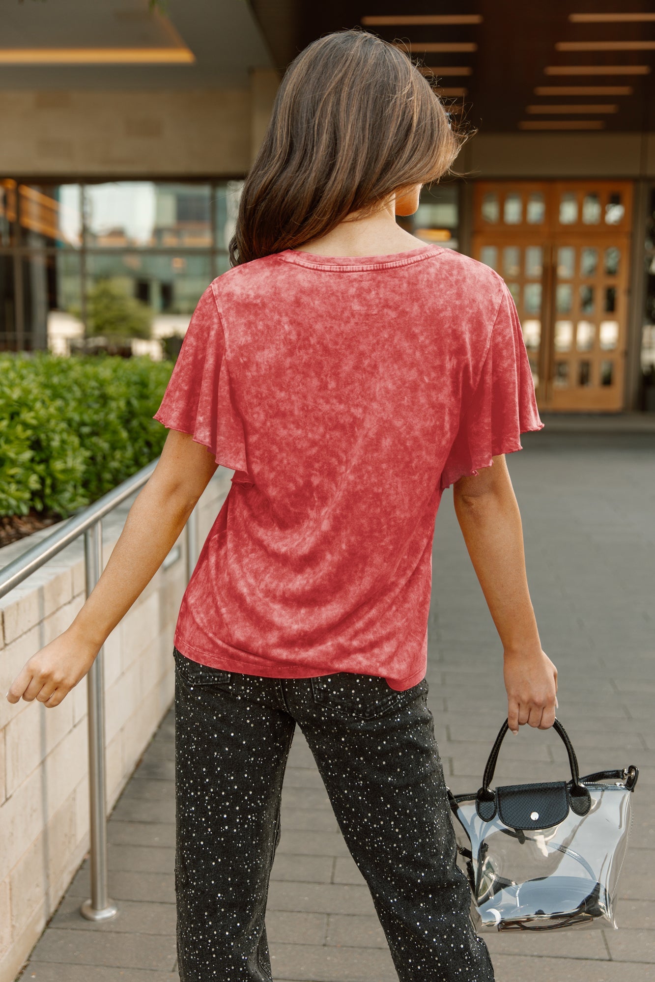 ARIZONA CARDINALS VICTORY MODE FLUTTER SLEEVE TEE IN RED