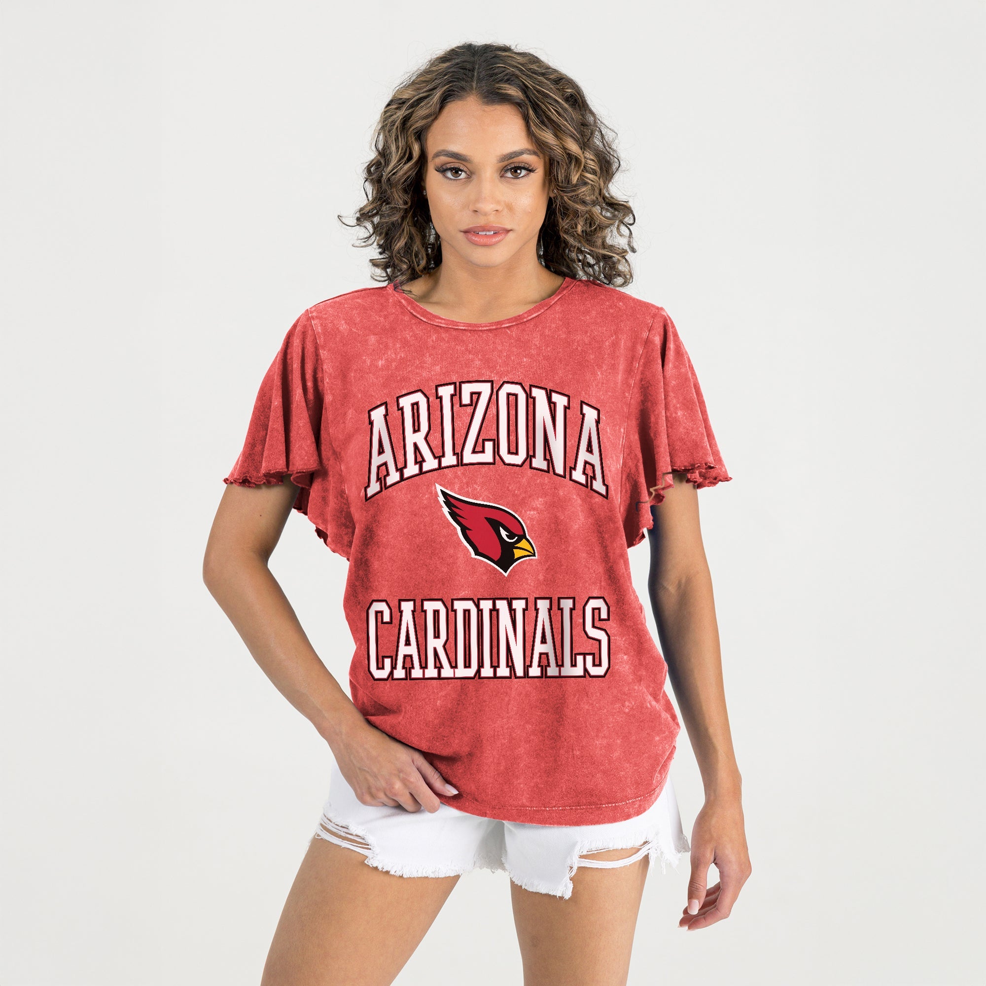ARIZONA CARDINALS VICTORY MODE FLUTTER SLEEVE TEE IN RED