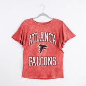 ATLANTA FALCONS VICTORY MODE FLUTTER SLEEVE TEE IN RED