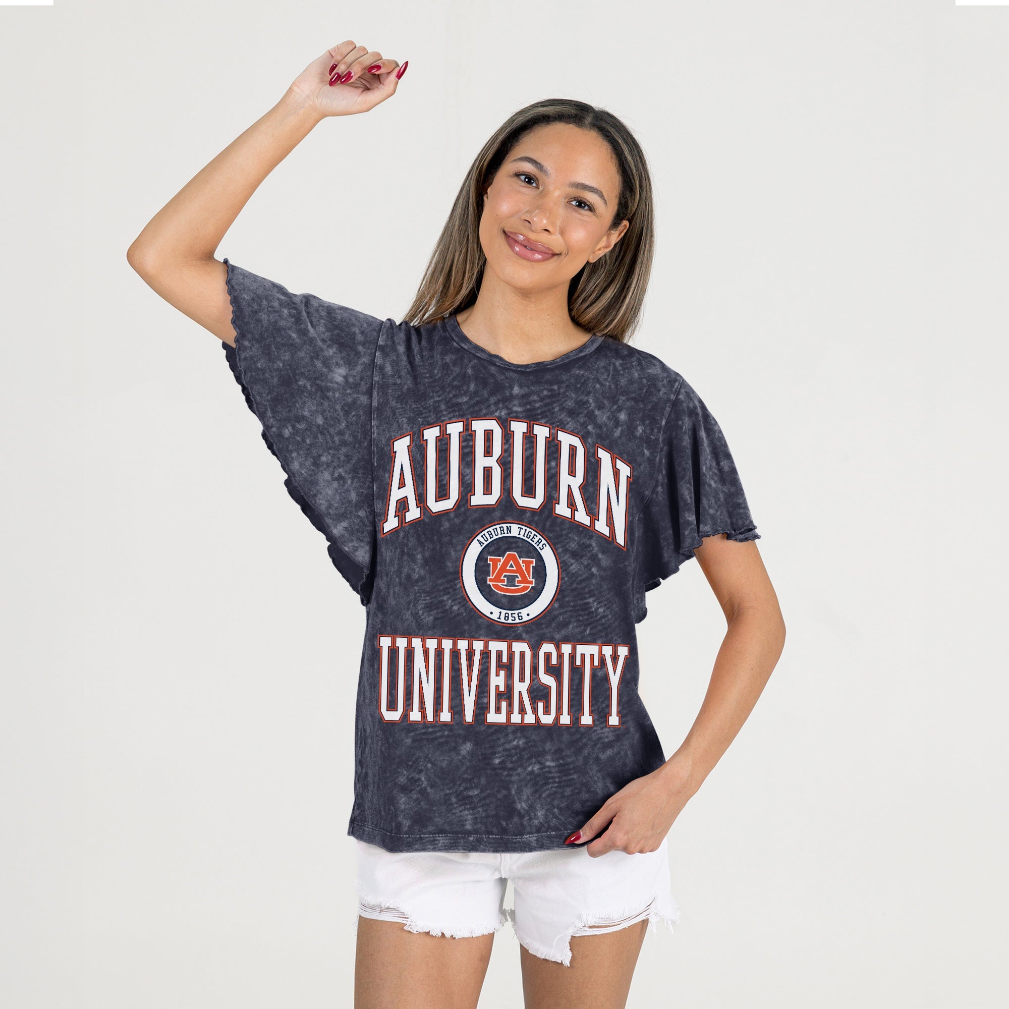 AUBURN TIGERS VICTORY MODE FLUTTER SLEEVE TEE IN NAVY