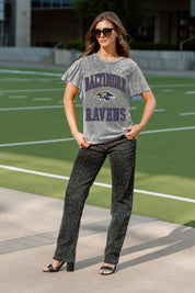 BALTIMORE RAVENS VICTORY MODE FLUTTER SLEEVE TEE IN GREY