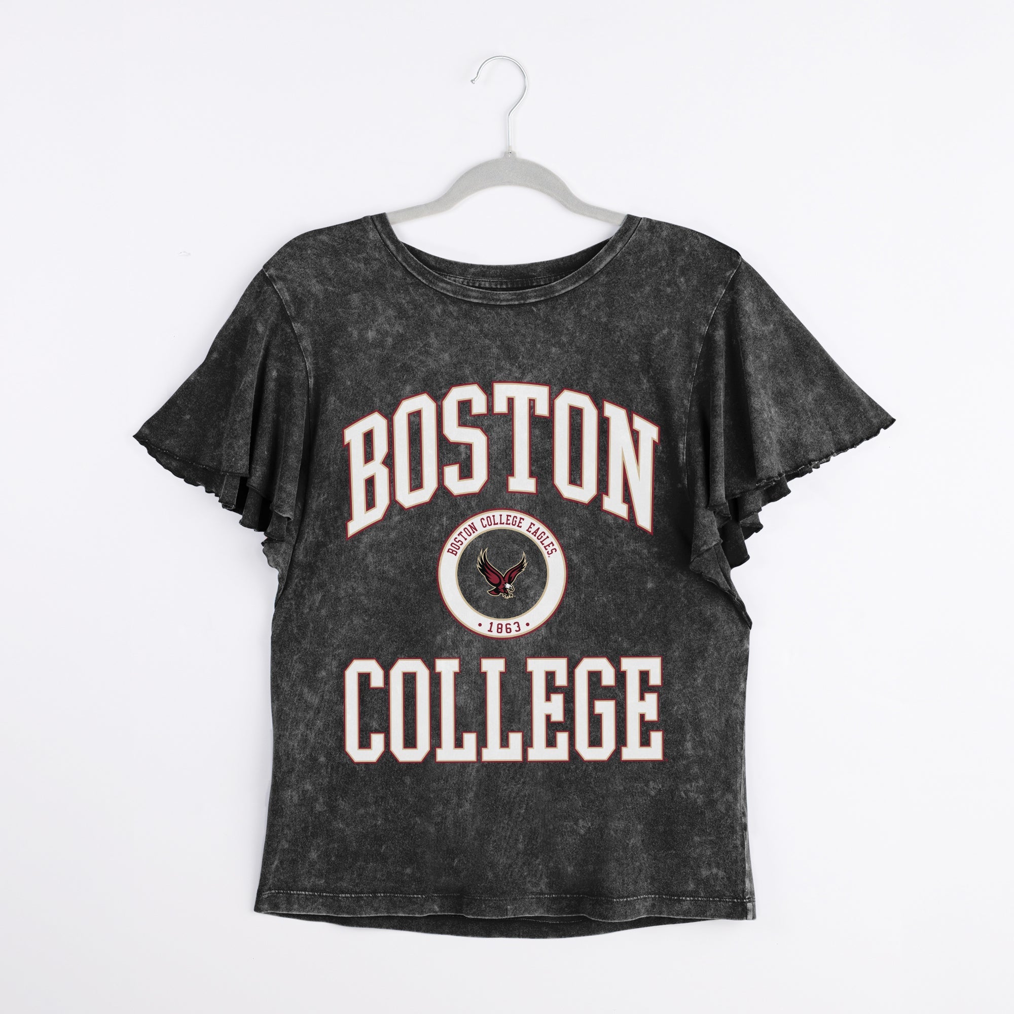 BOSTON COLLEGE EAGLES VICTORY MODE FLUTTER SLEEVE TEE IN BLACK