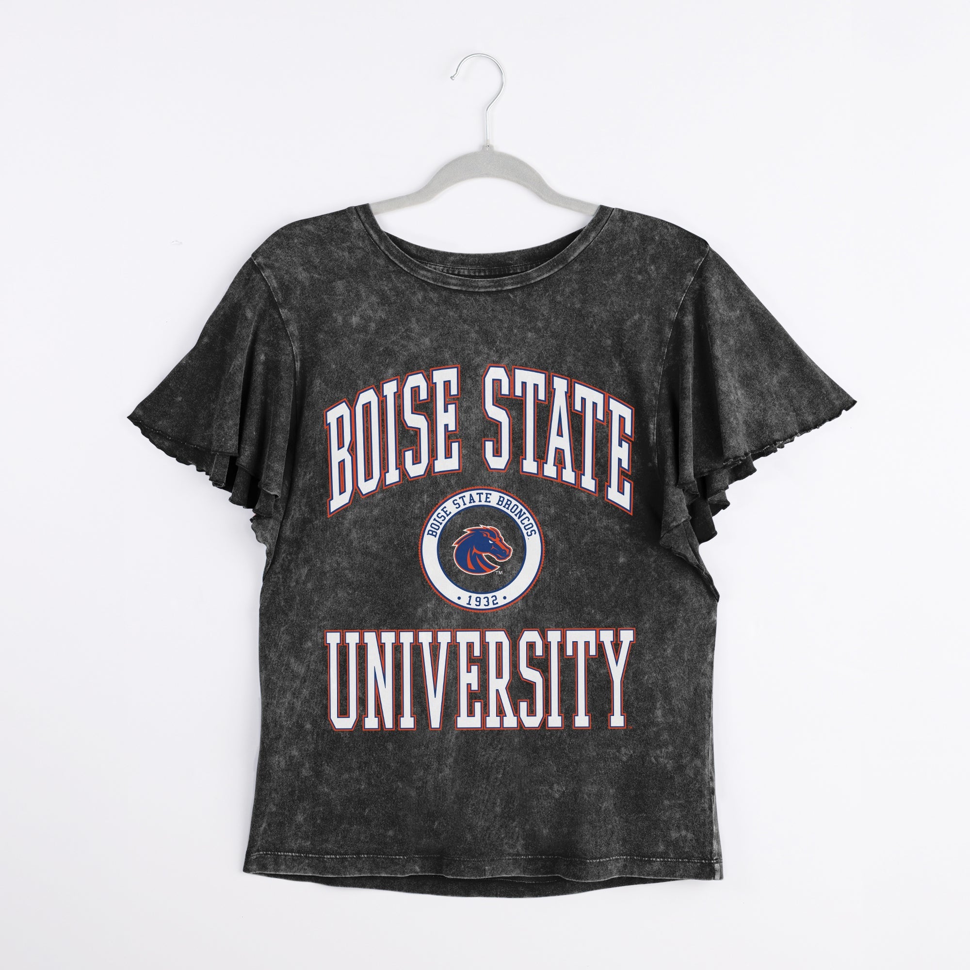 BOISE STATE BRONCOS VICTORY MODE FLUTTER SLEEVE TEE IN BLACK