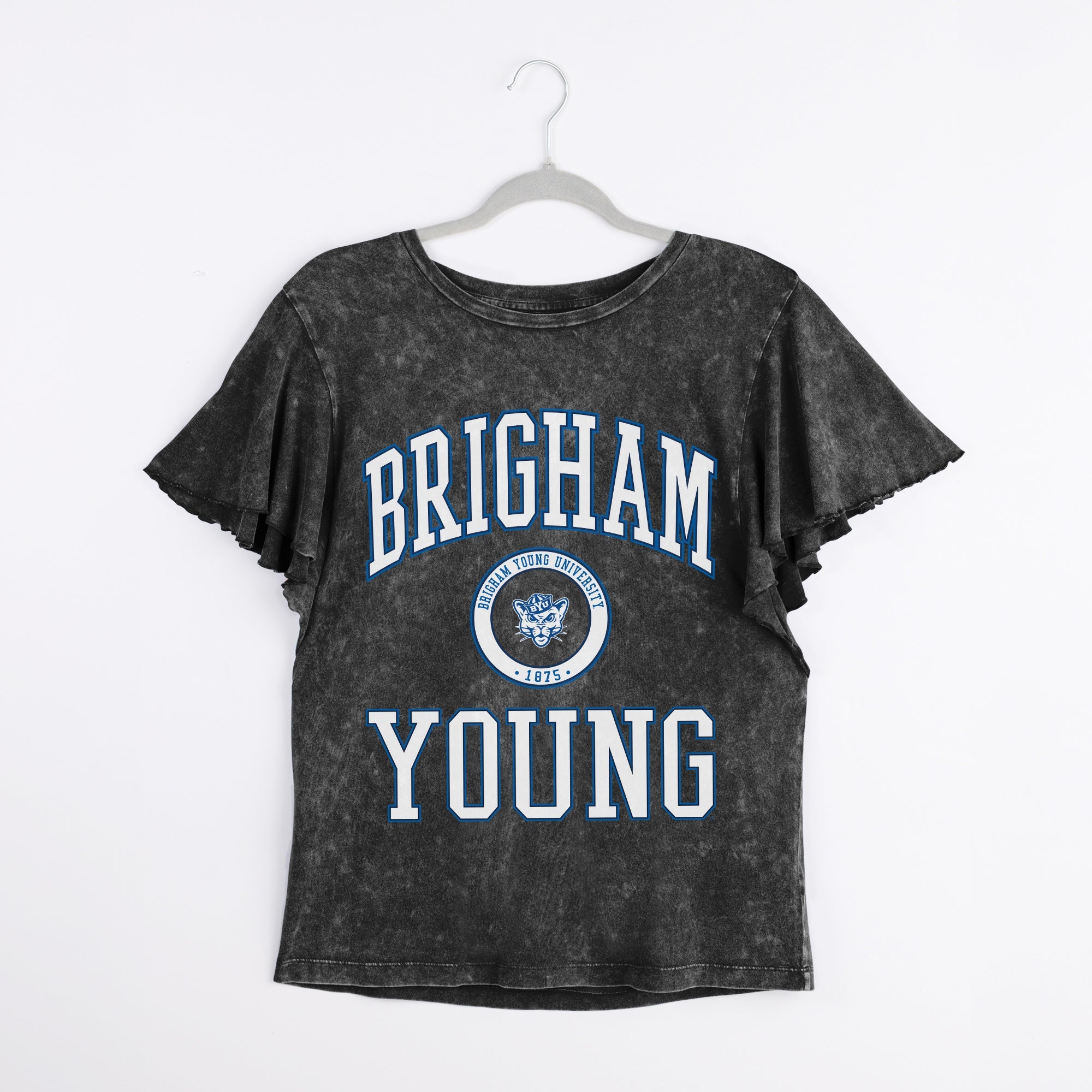 BYU COUGARS VICTORY MODE FLUTTER SLEEVE TEE IN BLACK