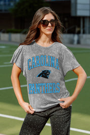 CAROLINA PANTHERS VICTORY MODE FLUTTER SLEEVE TEE IN GREY