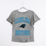CAROLINA PANTHERS VICTORY MODE FLUTTER SLEEVE TEE IN GREY