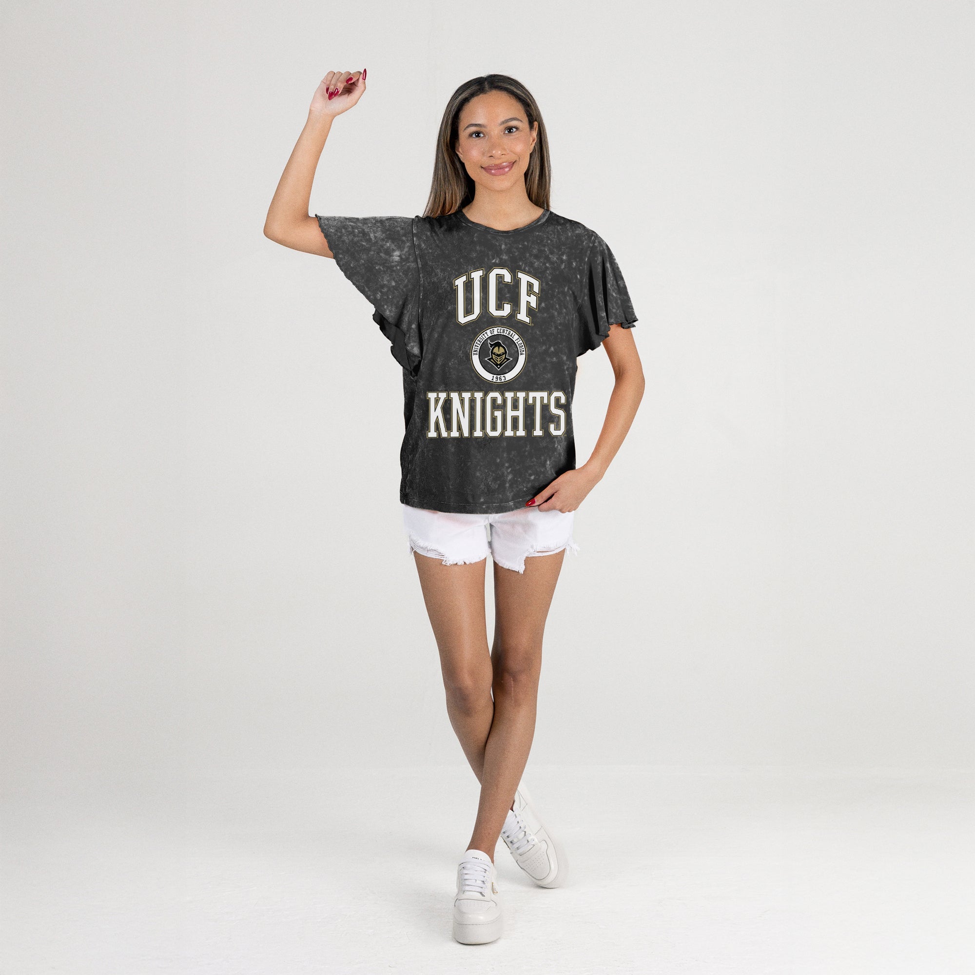 CENTRAL FLORIDA KNIGHTS VICTORY MODE FLUTTER SLEEVE TEE IN BLACK