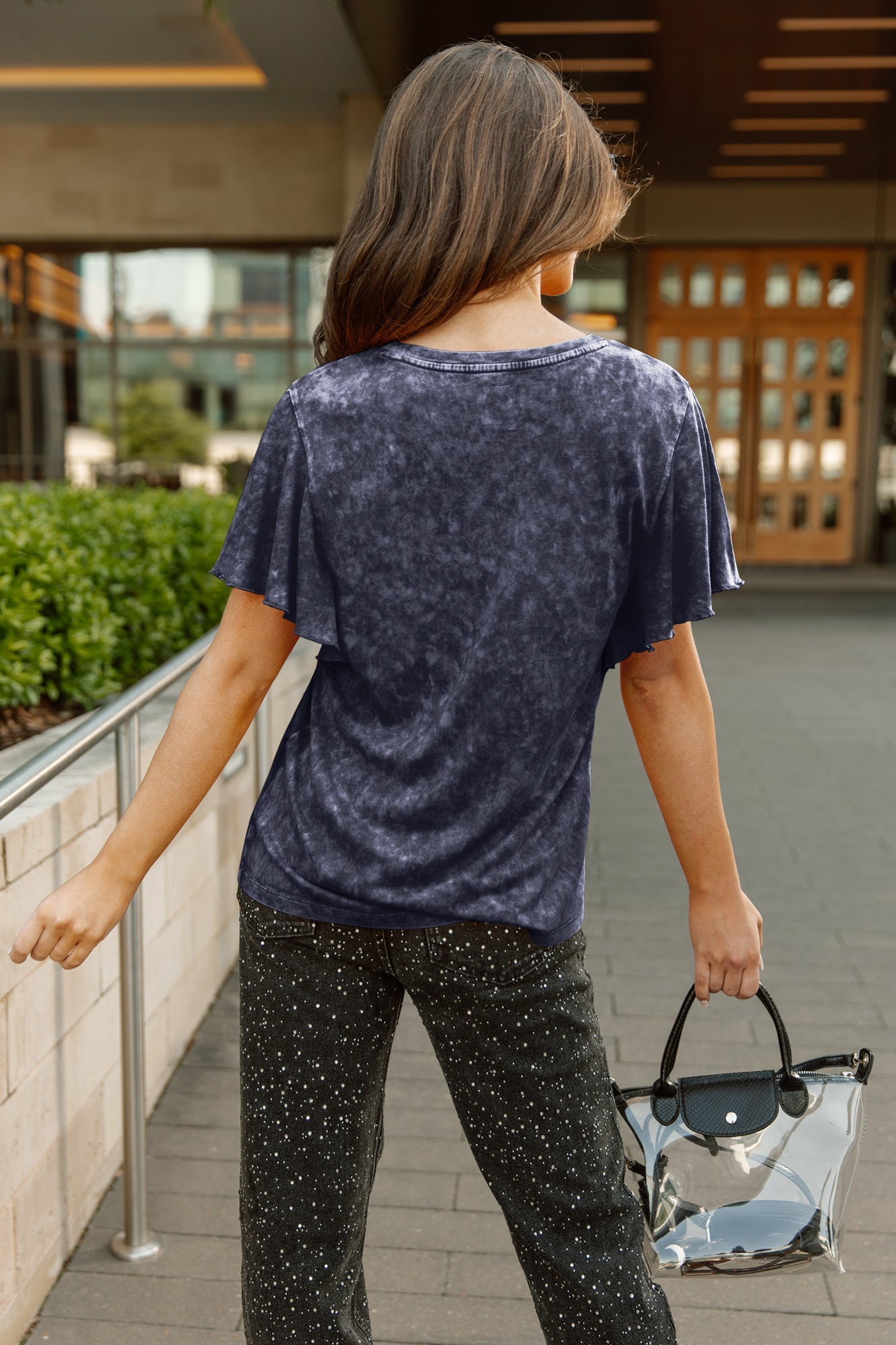 CHICAGO BEARS VICTORY MODE FLUTTER SLEEVE TEE IN NAVY