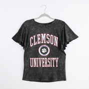 CLEMSON TIGERS VICTORY MODE FLUTTER SLEEVE TEE IN BLACK