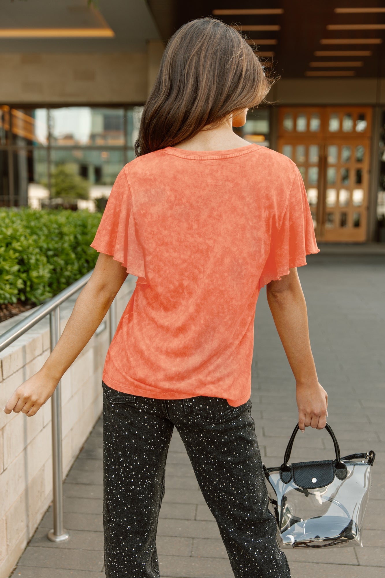 CLEVELAND BROWNS VICTORY MODE FLUTTER SLEEVE TEE IN ORANGE