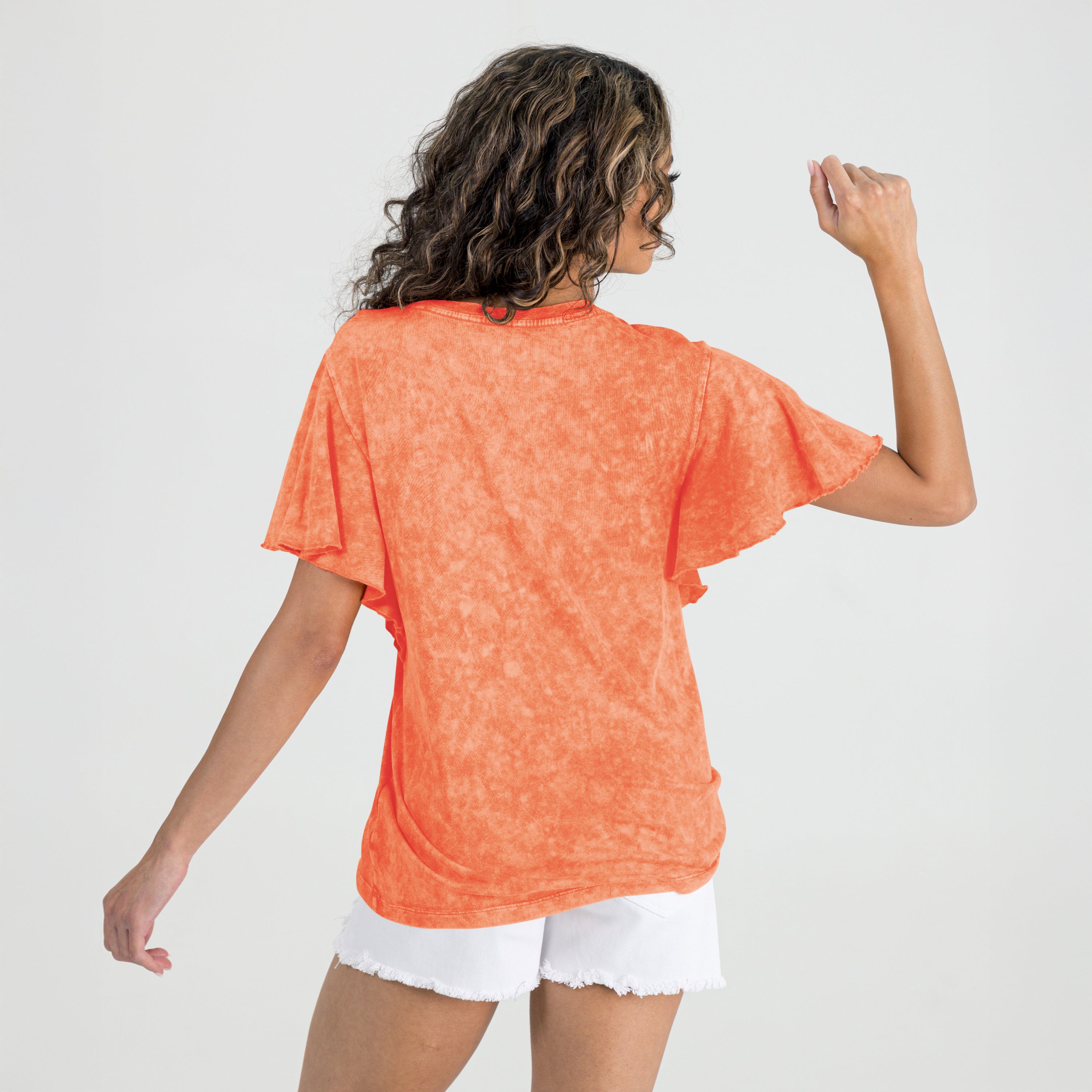 CLEVELAND BROWNS VICTORY MODE FLUTTER SLEEVE TEE IN ORANGE