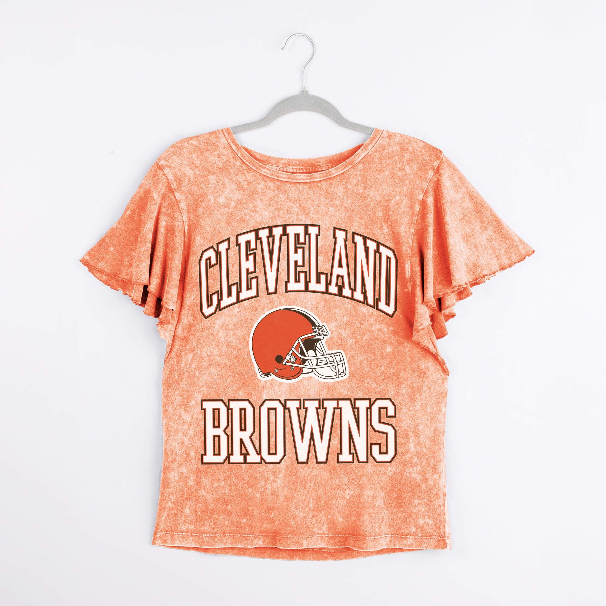CLEVELAND BROWNS VICTORY MODE FLUTTER SLEEVE TEE IN ORANGE