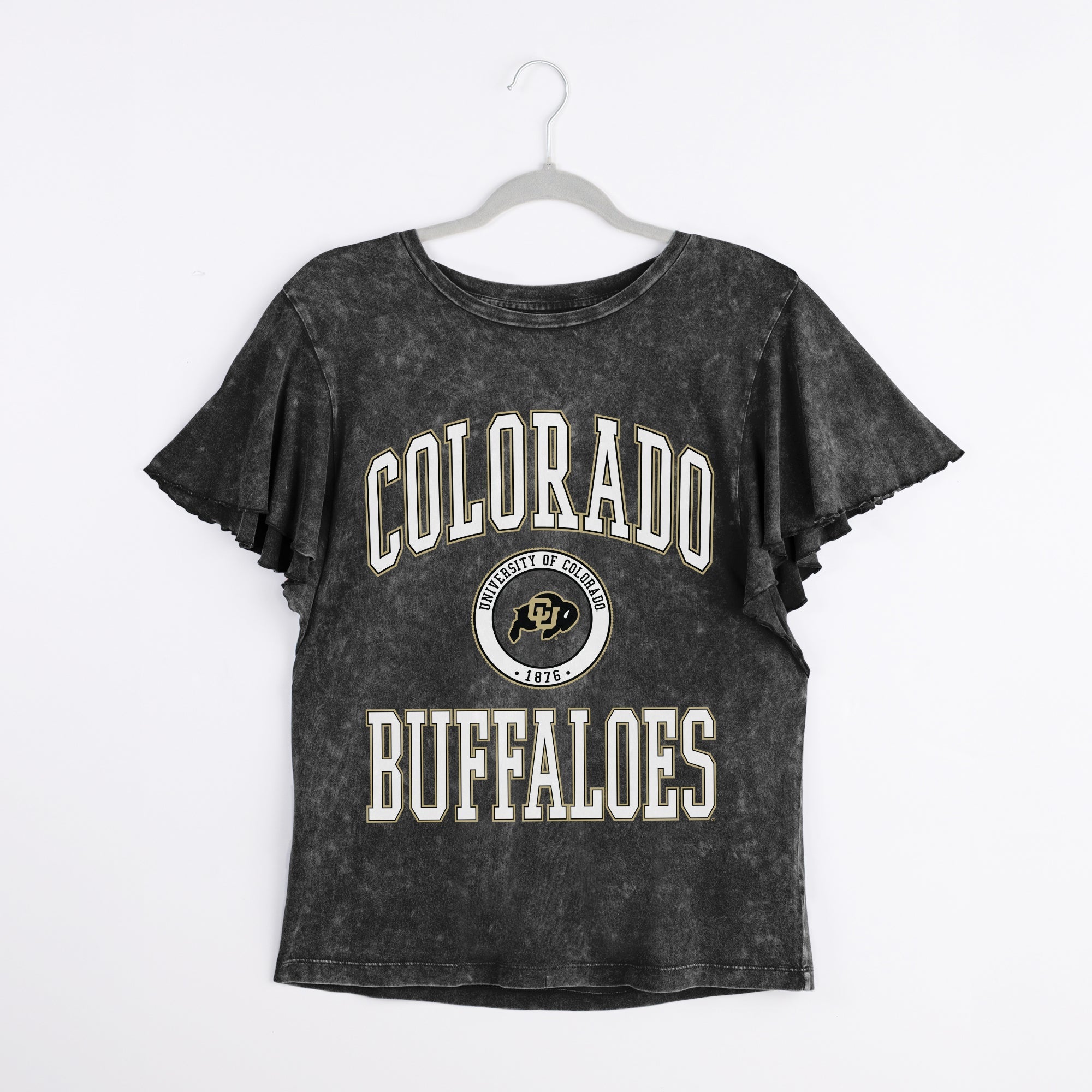 COLORADO BUFFALOES VICTORY MODE FLUTTER SLEEVE TEE IN BLACK