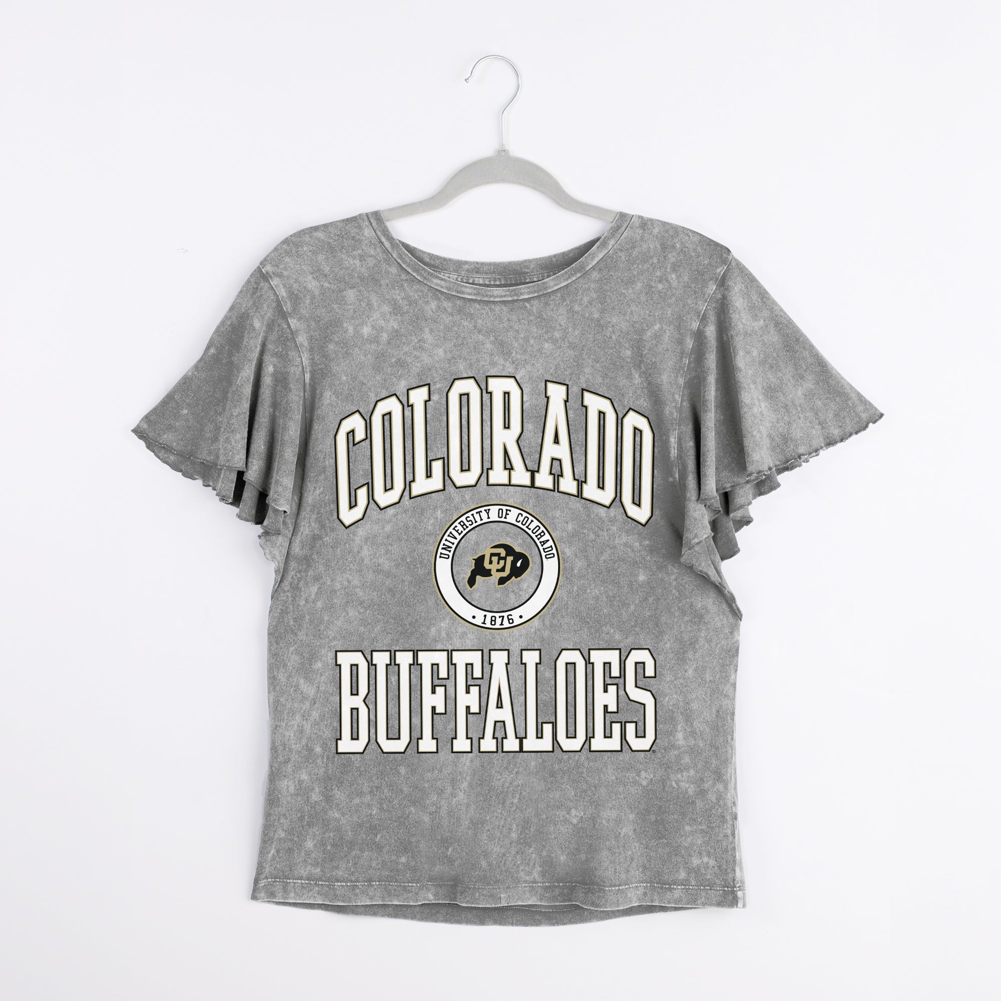 COLORADO BUFFALOES VICTORY MODE FLUTTER SLEEVE TEE IN GREY