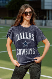 DALLAS COWBOYS VICTORY MODE FLUTTER SLEEVE TEE IN NAVY