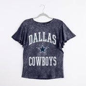 DALLAS COWBOYS VICTORY MODE FLUTTER SLEEVE TEE IN NAVY