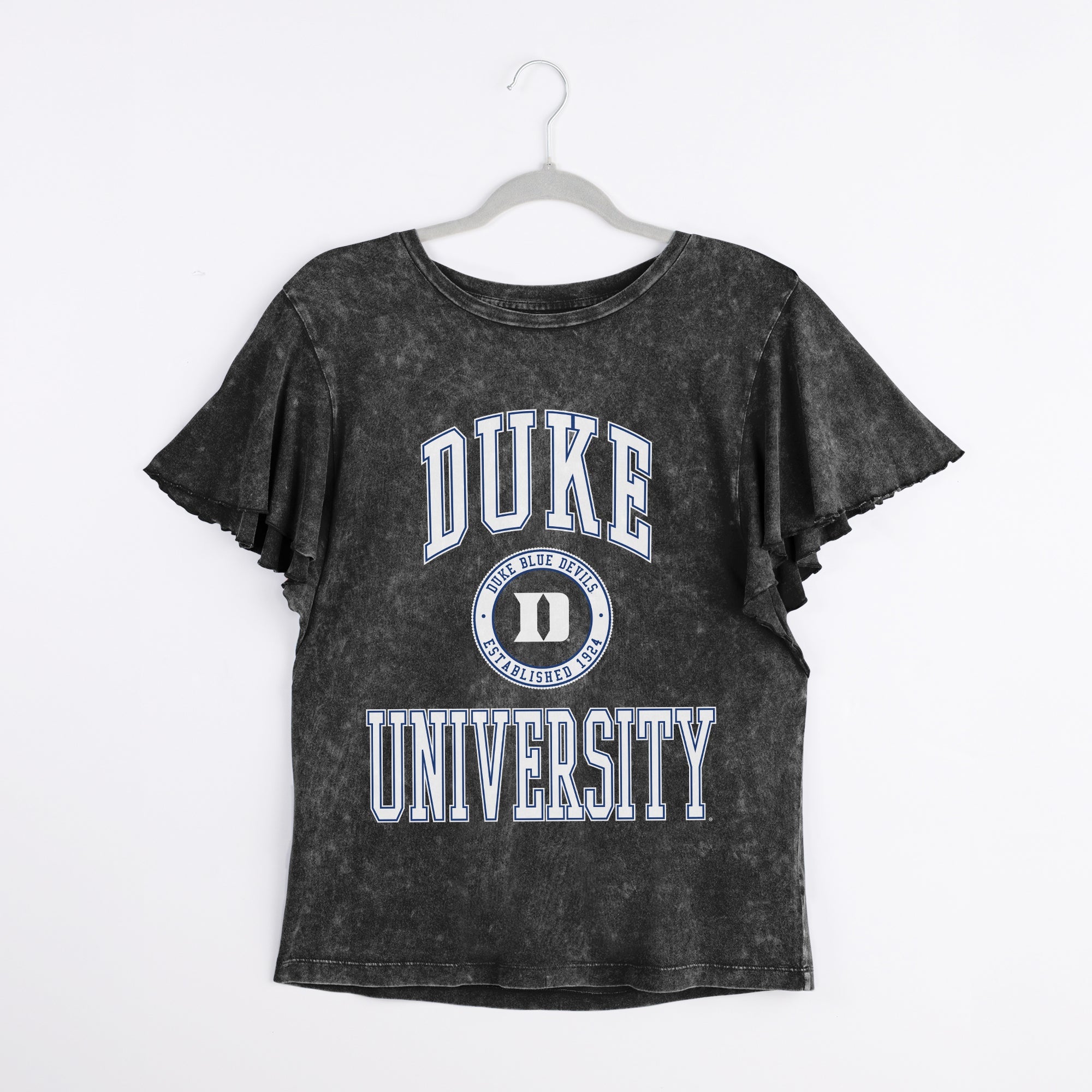 DUKE BLUE DEVILS VICTORY MODE FLUTTER SLEEVE TEE IN BLACK