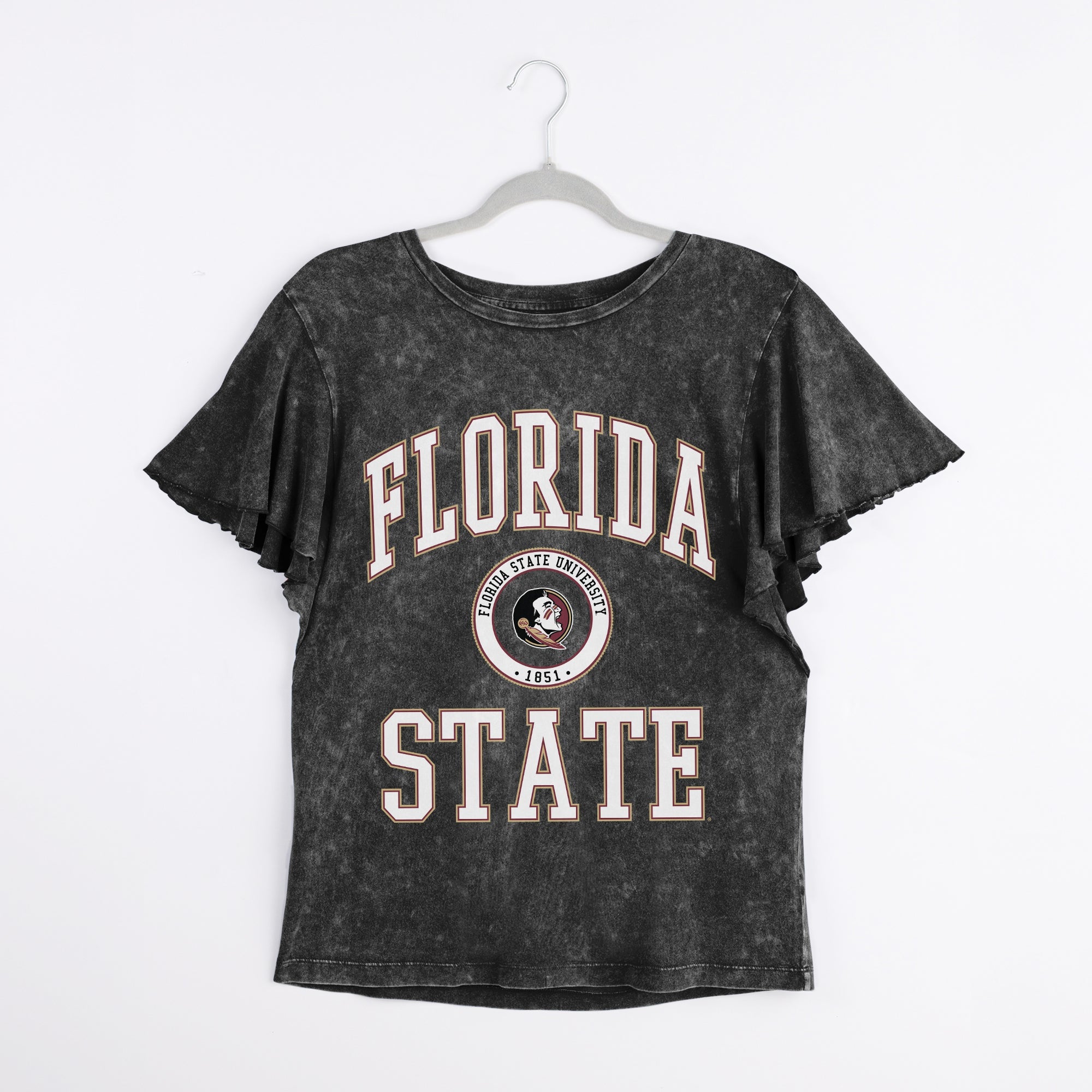 FLORIDA STATE SEMINOLES VICTORY MODE FLUTTER SLEEVE TEE IN BLACK