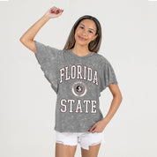 FLORIDA STATE SEMINOLES VICTORY MODE FLUTTER SLEEVE TEE IN GREY