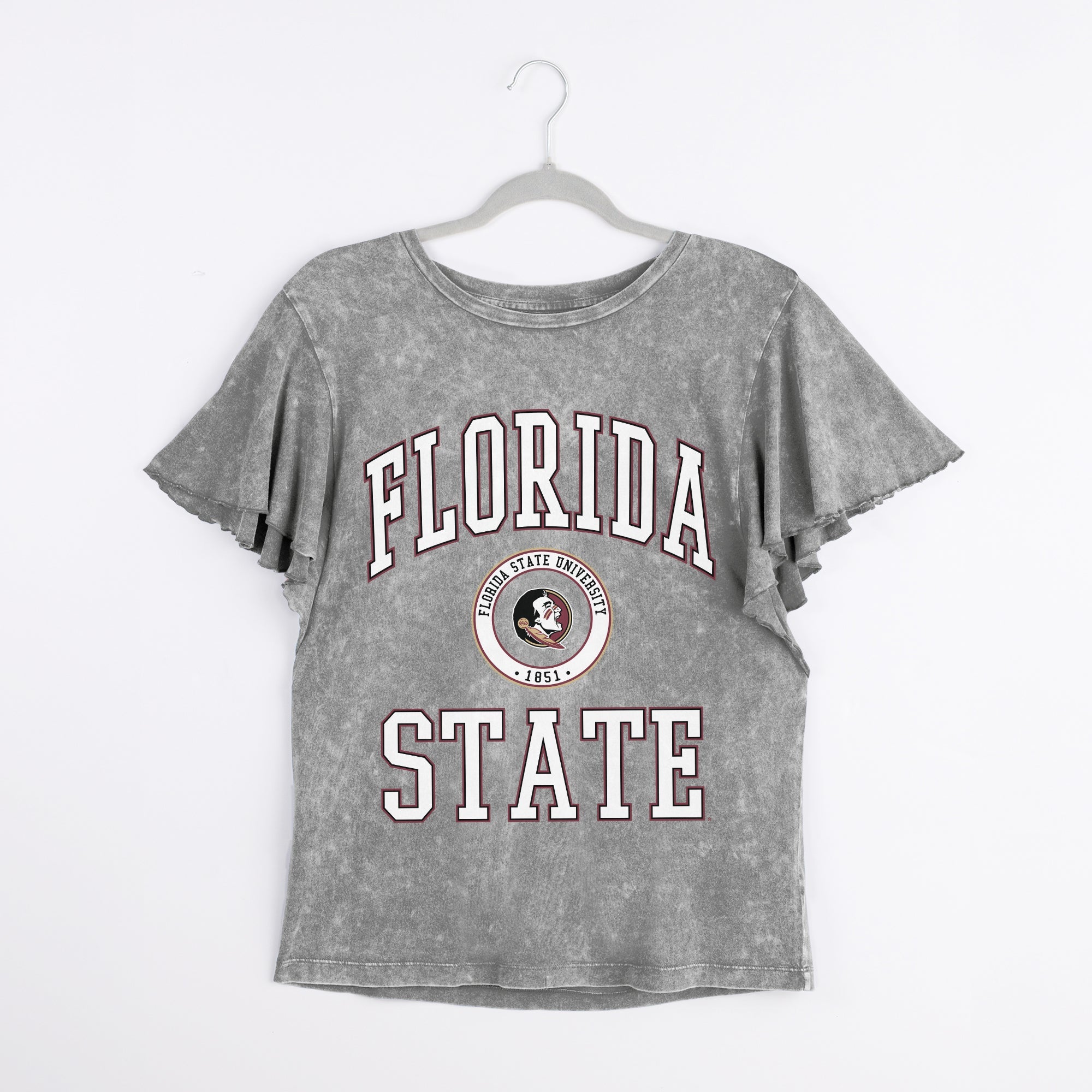 FLORIDA STATE SEMINOLES VICTORY MODE FLUTTER SLEEVE TEE IN GREY