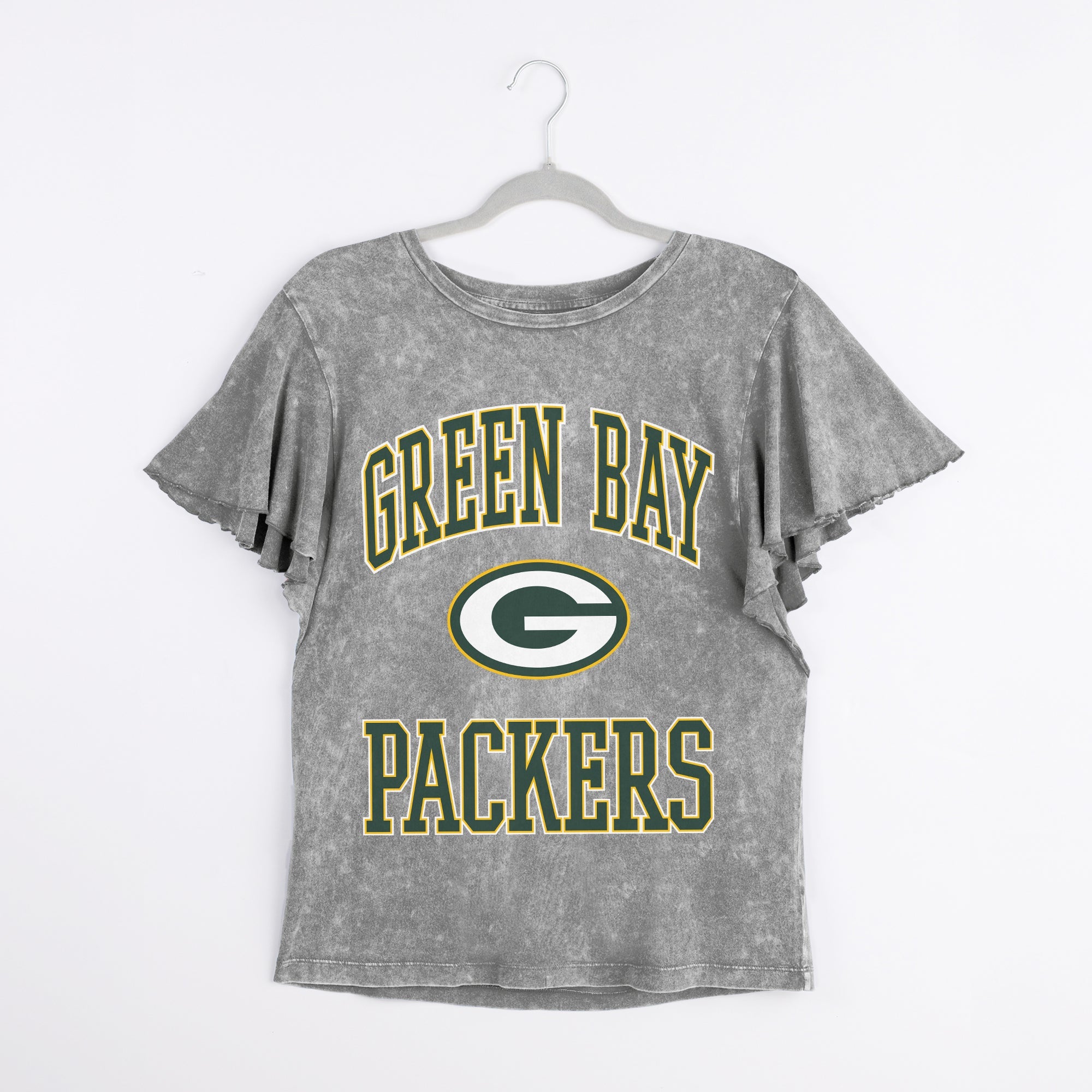 GREEN BAY PACKERS VICTORY MODE FLUTTER SLEEVE TEE IN GREY