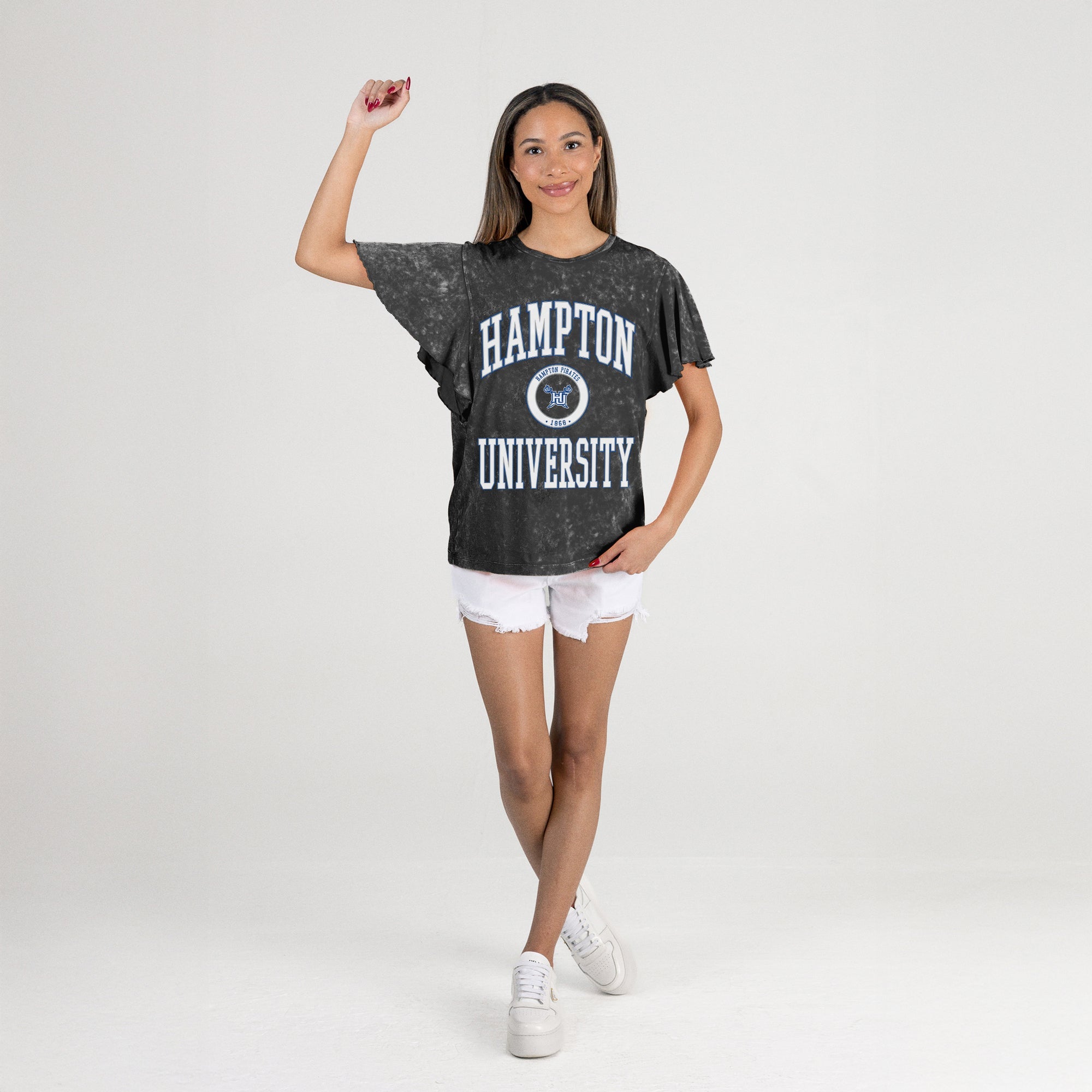 HAMPTON PIRATES VICTORY MODE FLUTTER SLEEVE TEE IN BLACK