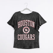 HOUSTON COUGARS VICTORY MODE FLUTTER SLEEVE TEE IN BLACK