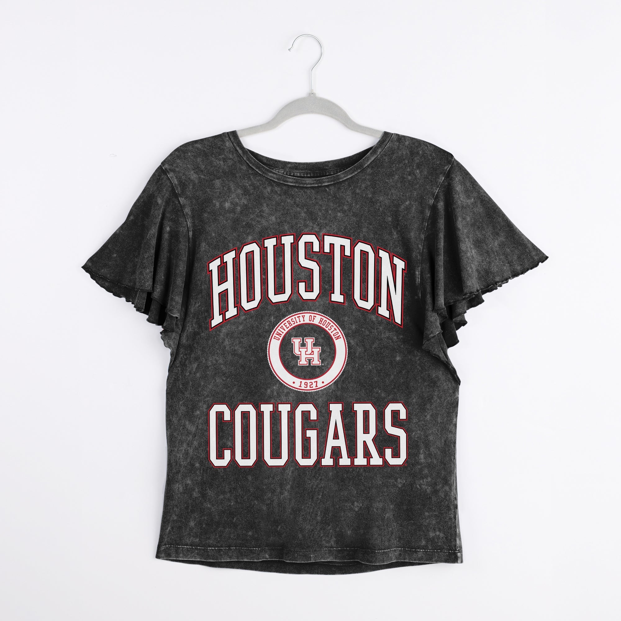 HOUSTON COUGARS VICTORY MODE FLUTTER SLEEVE TEE IN BLACK